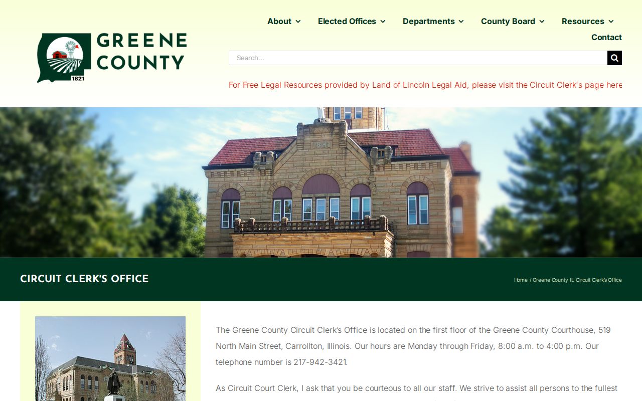 Greene County Circuit Clerk official page for court record routing